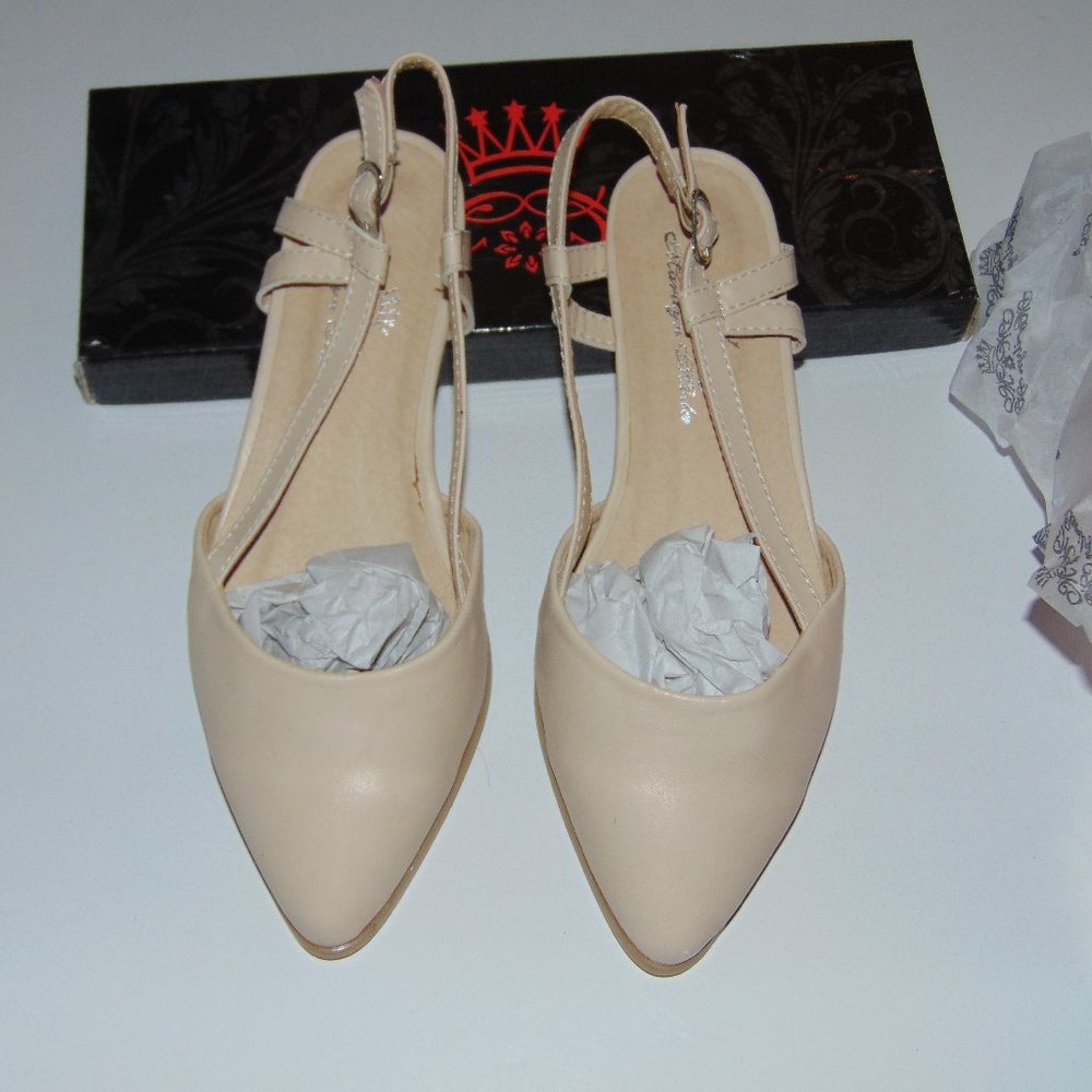 Marilyn Moda Sling back Beige Flats - *NIB Size 6